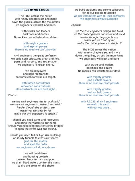 pice hymn lyrics|PICE HYMN .